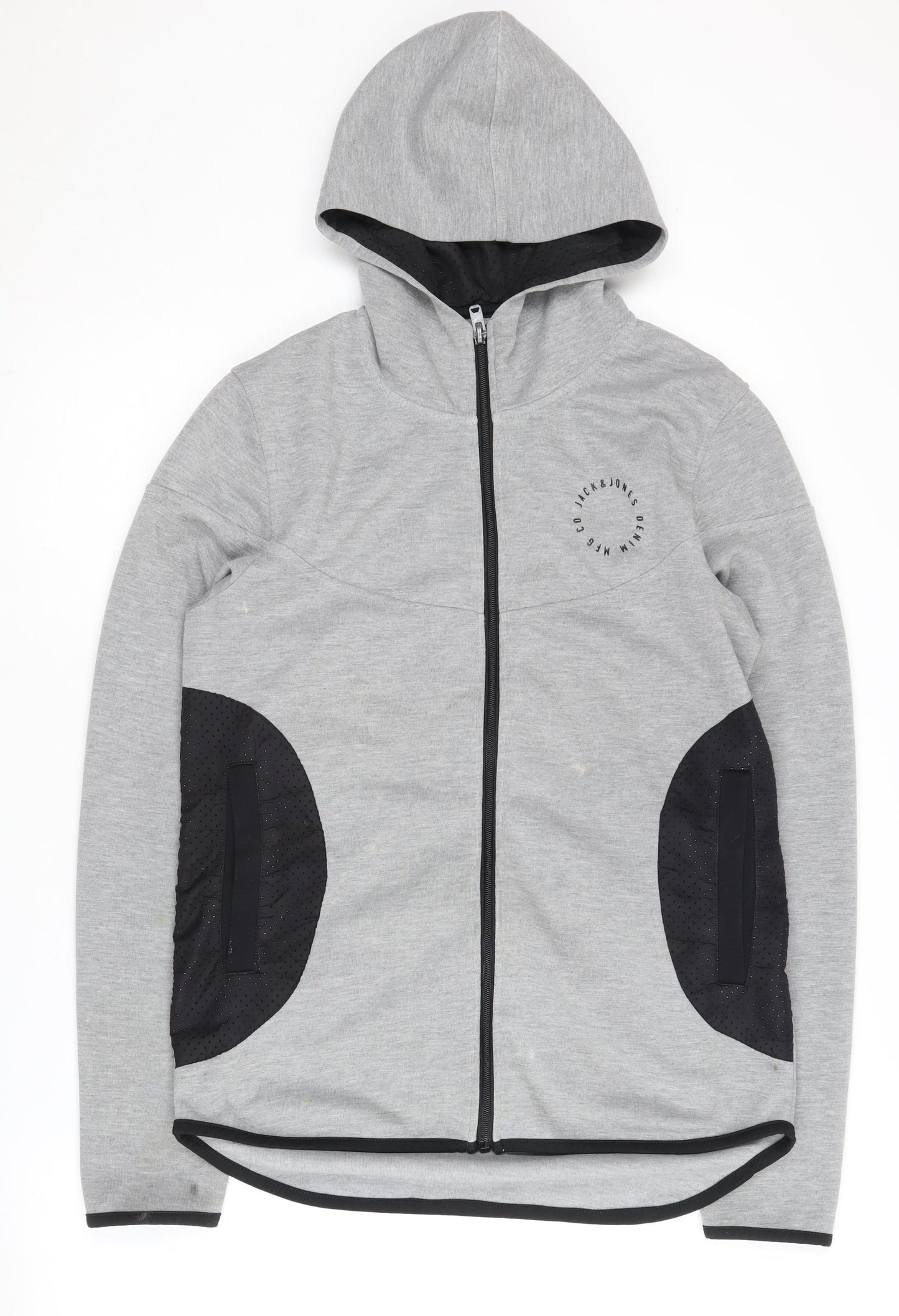 Jack & Jones Grey Full Zip Hoodie, Men's S, Casual Style