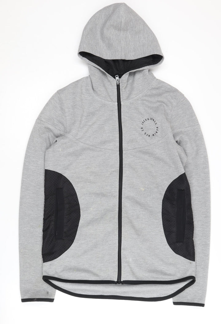 Jack & Jones Grey Full Zip Hoodie, Men's S, Casual Style