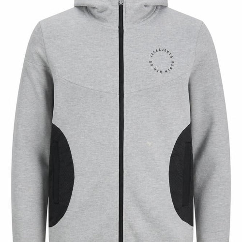 Jack & Jones Grey Full Zip Hoodie, Men's S, Casual Style