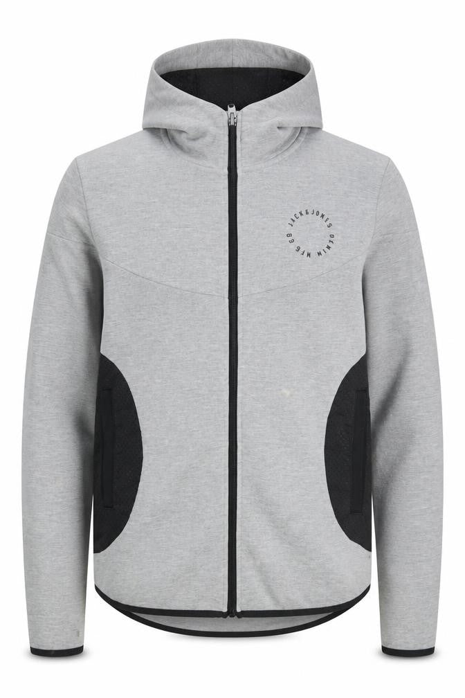 Jack & Jones Grey Full Zip Hoodie, Men's S, Casual Style