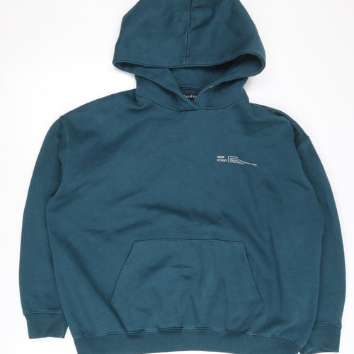 Boohoo Unisex Blue Pullover Hoodie L