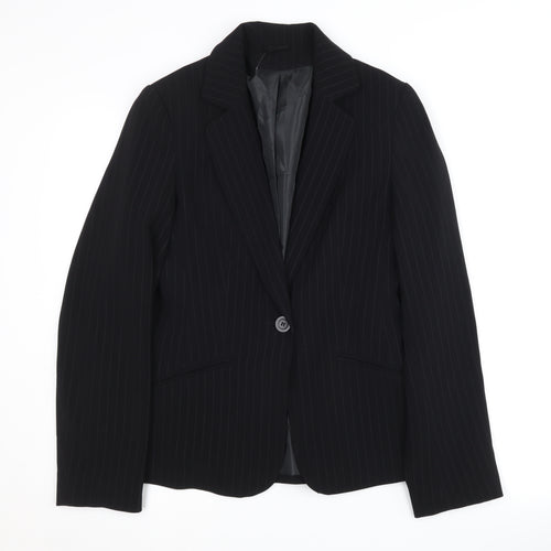 New Look Black Pinstripe Womens Blazer Size 10