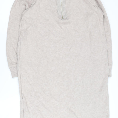 Next Women Beige Knit Dress M Size with High Neck