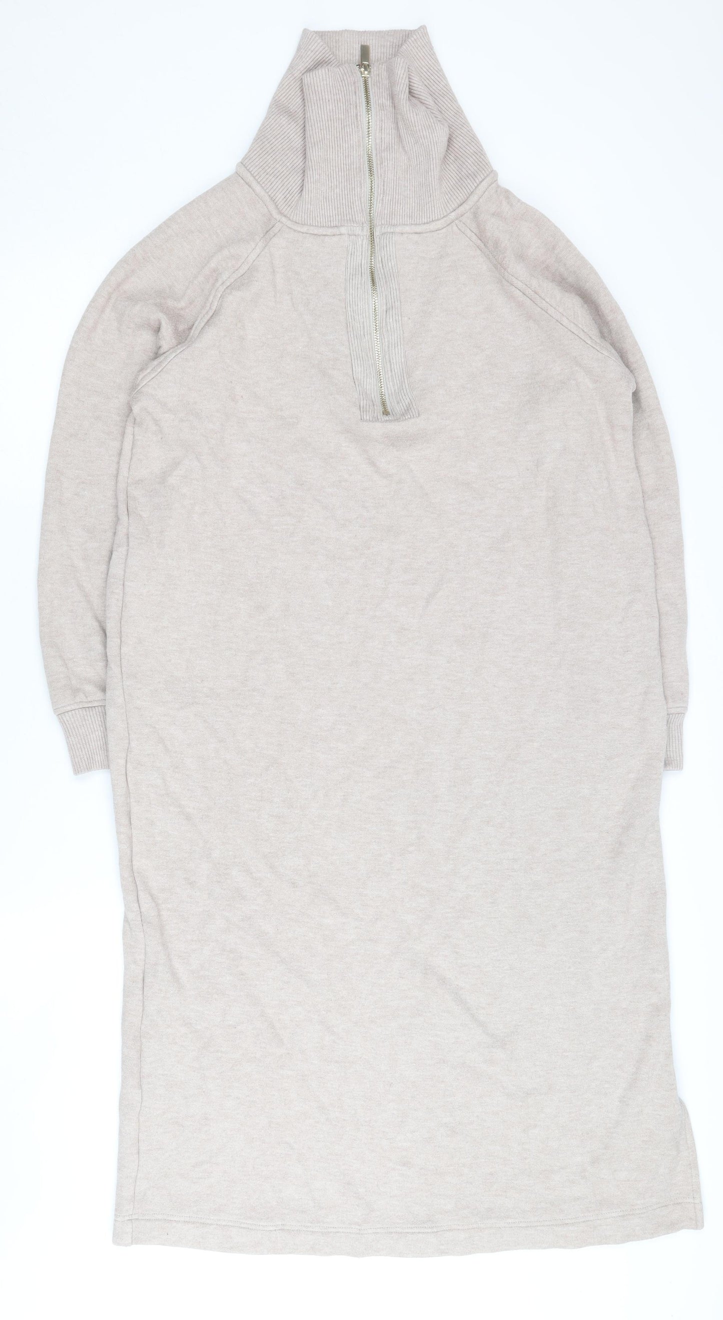 Next Women Beige Knit Dress M Size with High Neck