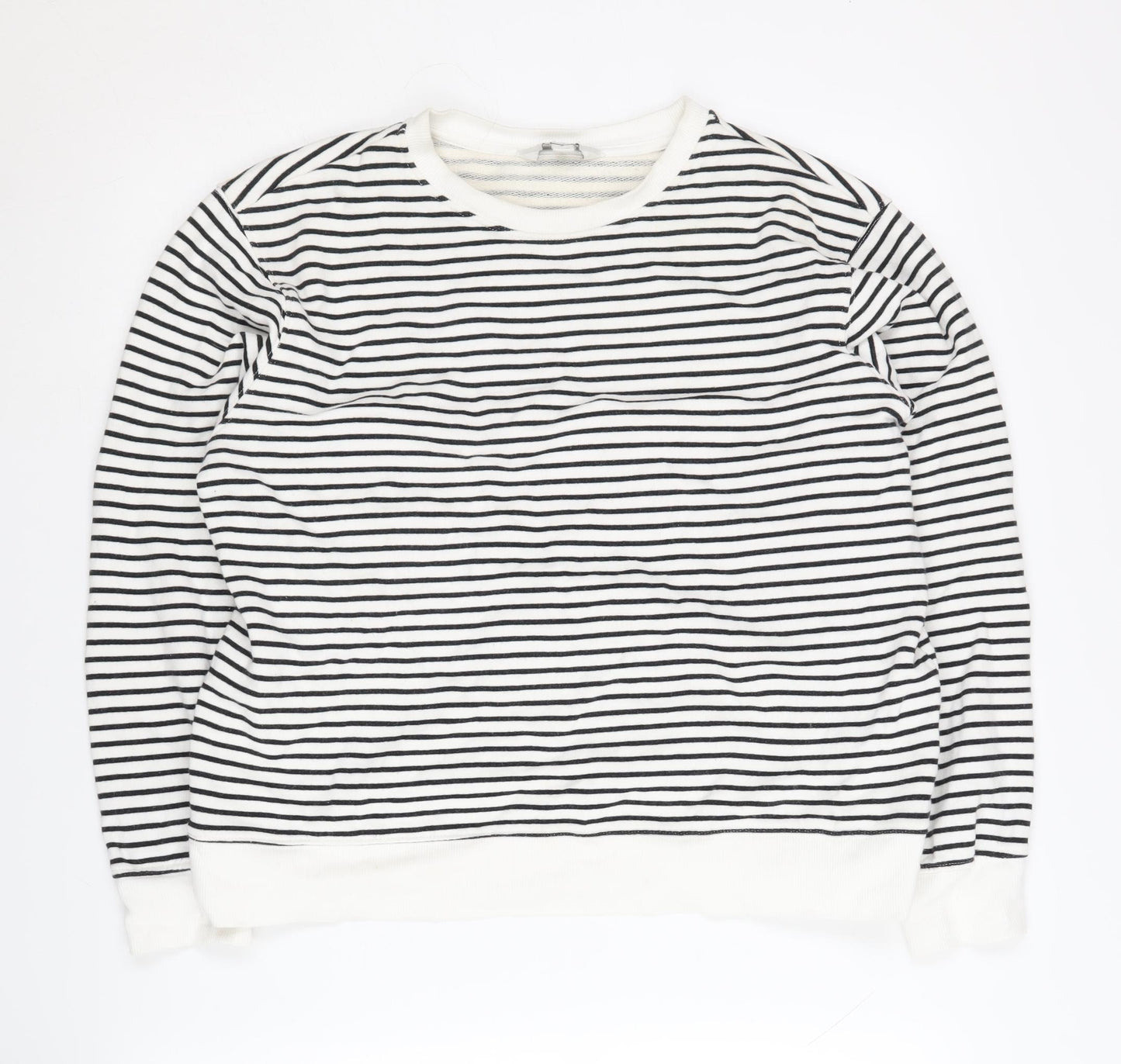 Marks and Spencer Women's Black Striped Pullover Sweatshirt M