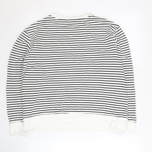 Marks and Spencer Women's Black Striped Pullover Sweatshirt M