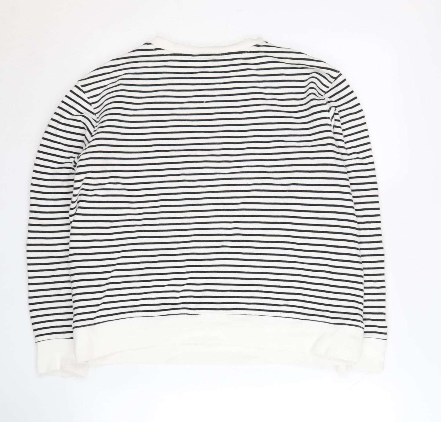 Marks and Spencer Women's Black Striped Pullover Sweatshirt M