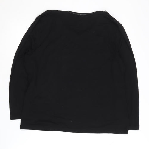 Goléhaug Women's Black Embroidered Floral Top Size 14