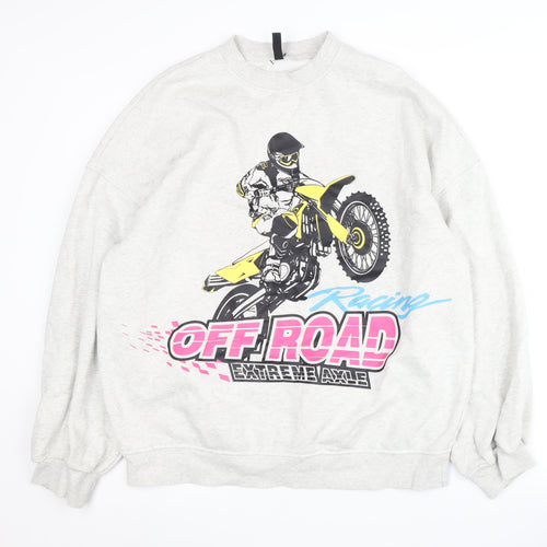 H&M Unisex Grey Racing Sweatshirt S Pullover