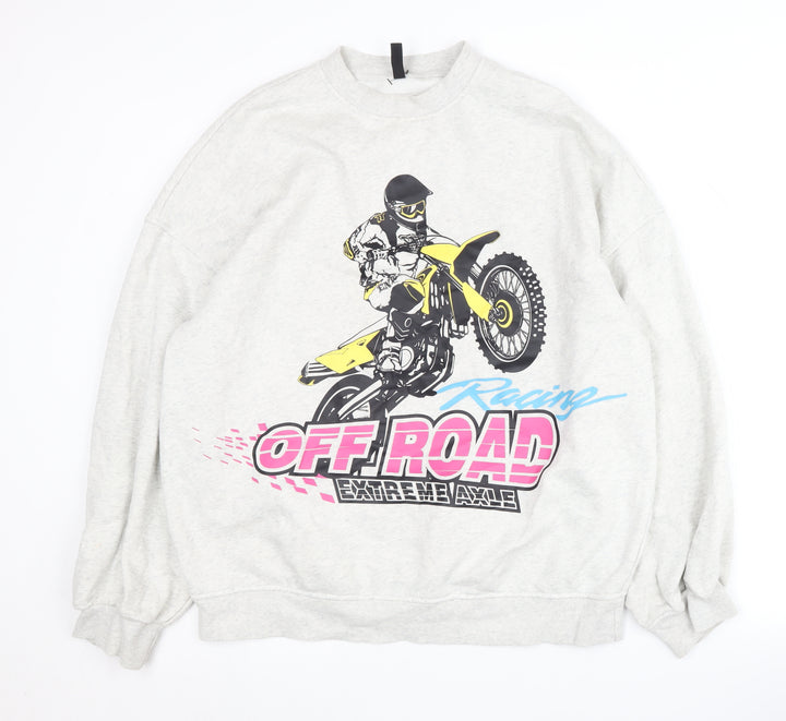 H&M Unisex Grey Racing Sweatshirt S Pullover
