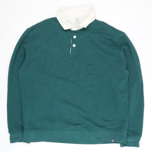Marks and Spencer Green Collared Men's Sweatshirt L
