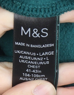 Marks and Spencer Green Collared Men's Sweatshirt L