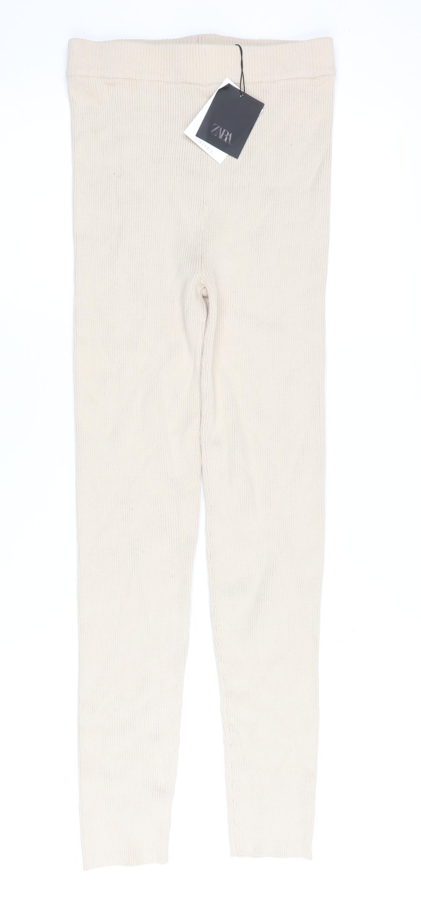 Zara Women's Beige Cotton Leggings Size 12