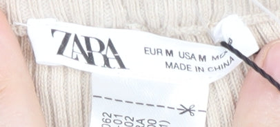 Zara Women's Beige Cotton Leggings Size 12