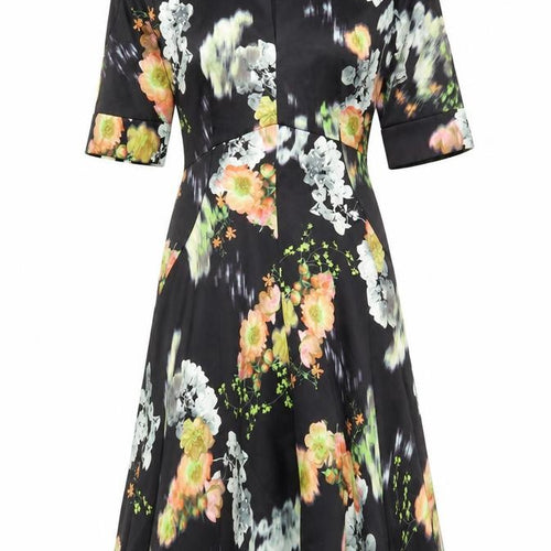 Whistles Women's Black Floral Dress, UK 8, Cold Shoulder