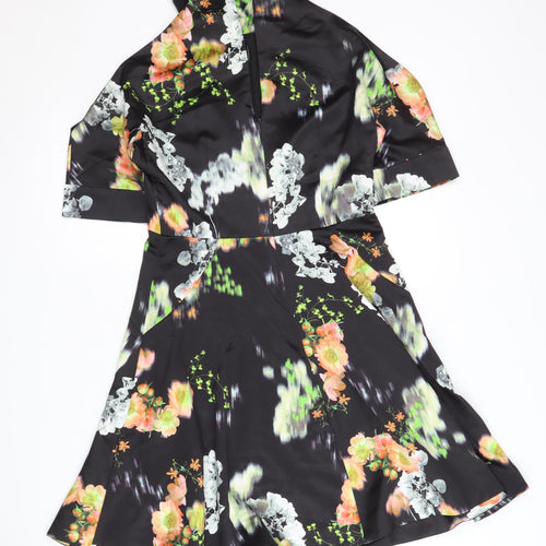 Whistles Women's Black Floral Dress, UK 8, Cold Shoulder