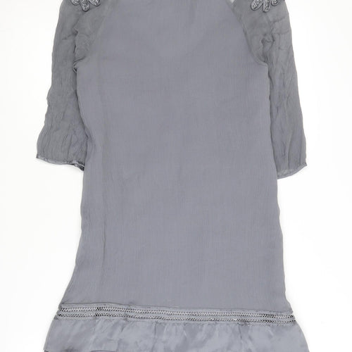 Monsoon Women's Grey 3/4 Sleeve V-Neck Dress
