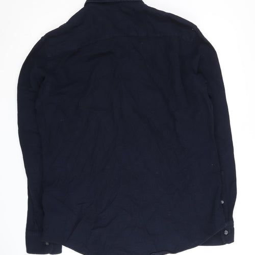 Club Monaco Men's Navy Medium Button-Up Shirt
