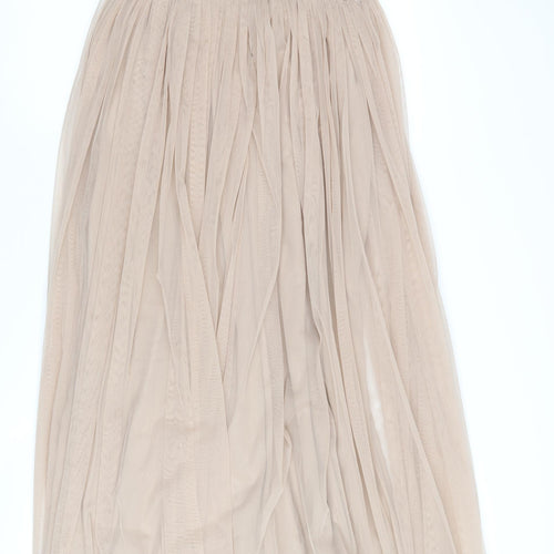 Maya Deluxe Women's Beige Long Sequin Dress Size 12