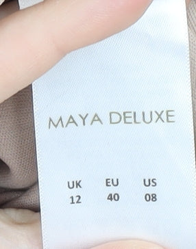 Maya Deluxe Women's Beige Long Sequin Dress Size 12