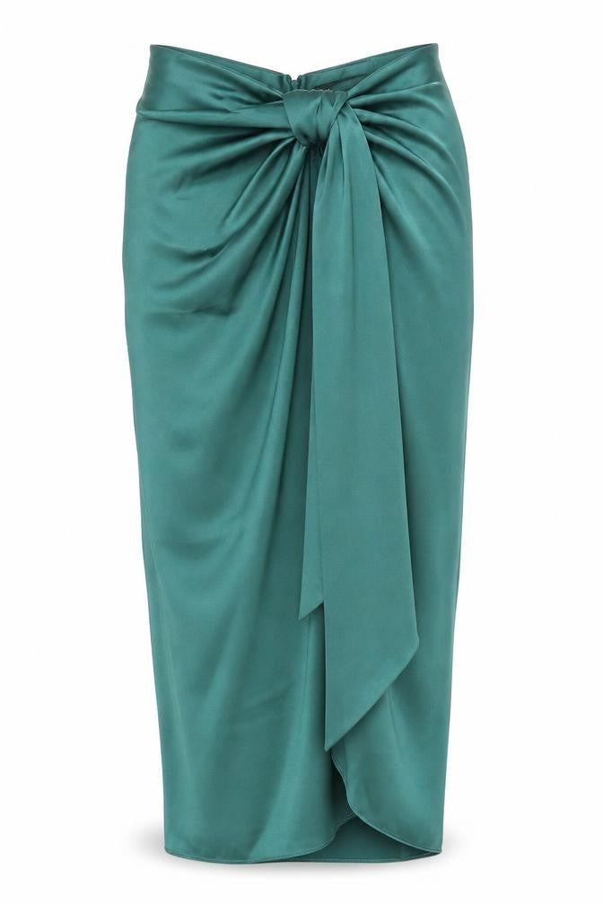 Front view of Zara Women's Green Midi Pencil Skirt, size 6
