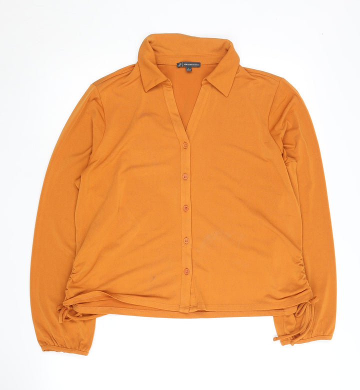 Adrianna Papell Women’s Orange Button-Up Shirt L