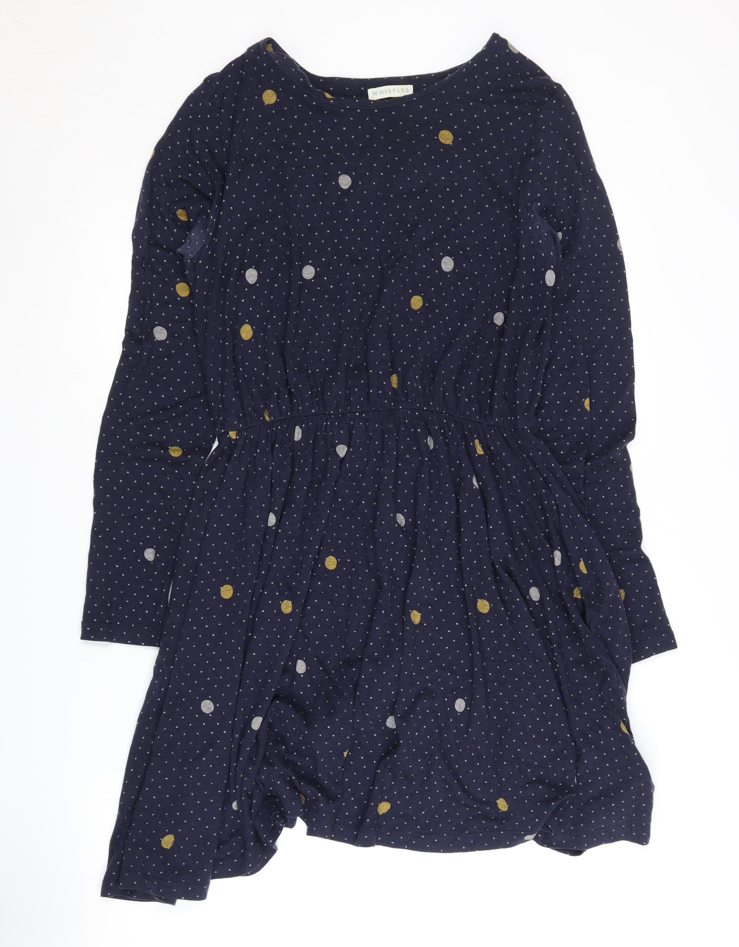 Whistles Women's Blue Polka Dot Long Sleeve Dress