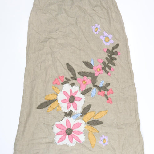 Wealth of Nations Beige Floral Embroidered Skirt, Size 12