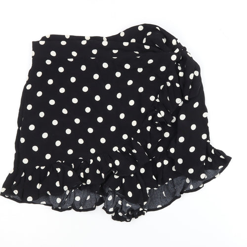 Zara Women's Black Polka Dot Wrap Shorts, Size M