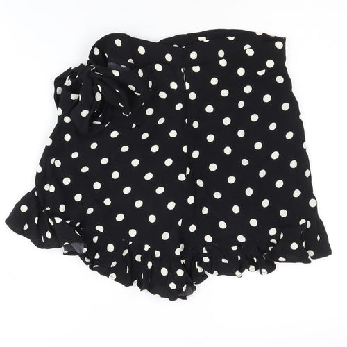 Zara Women's Black Polka Dot Wrap Shorts, Size M