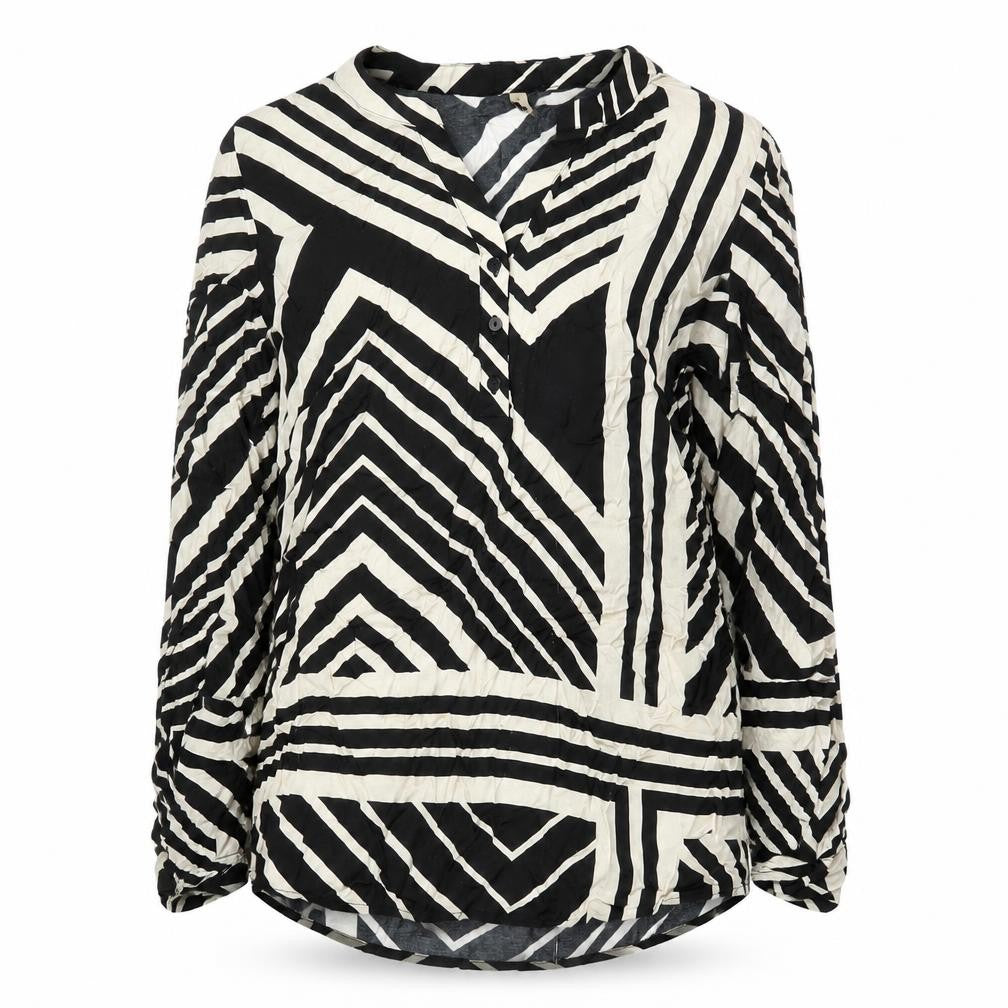 Front view of Soyaconcept Women's Black Striped Tunic M