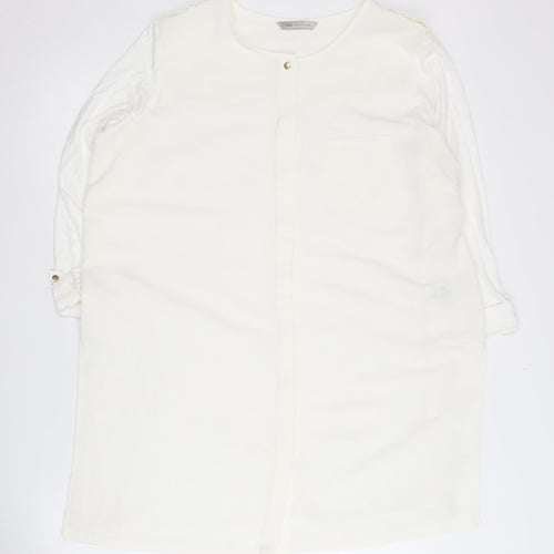 Marks and Spencer Women's White Button-Up Shirt, Size 16