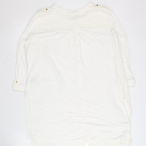 Marks and Spencer Women's White Button-Up Shirt, Size 16