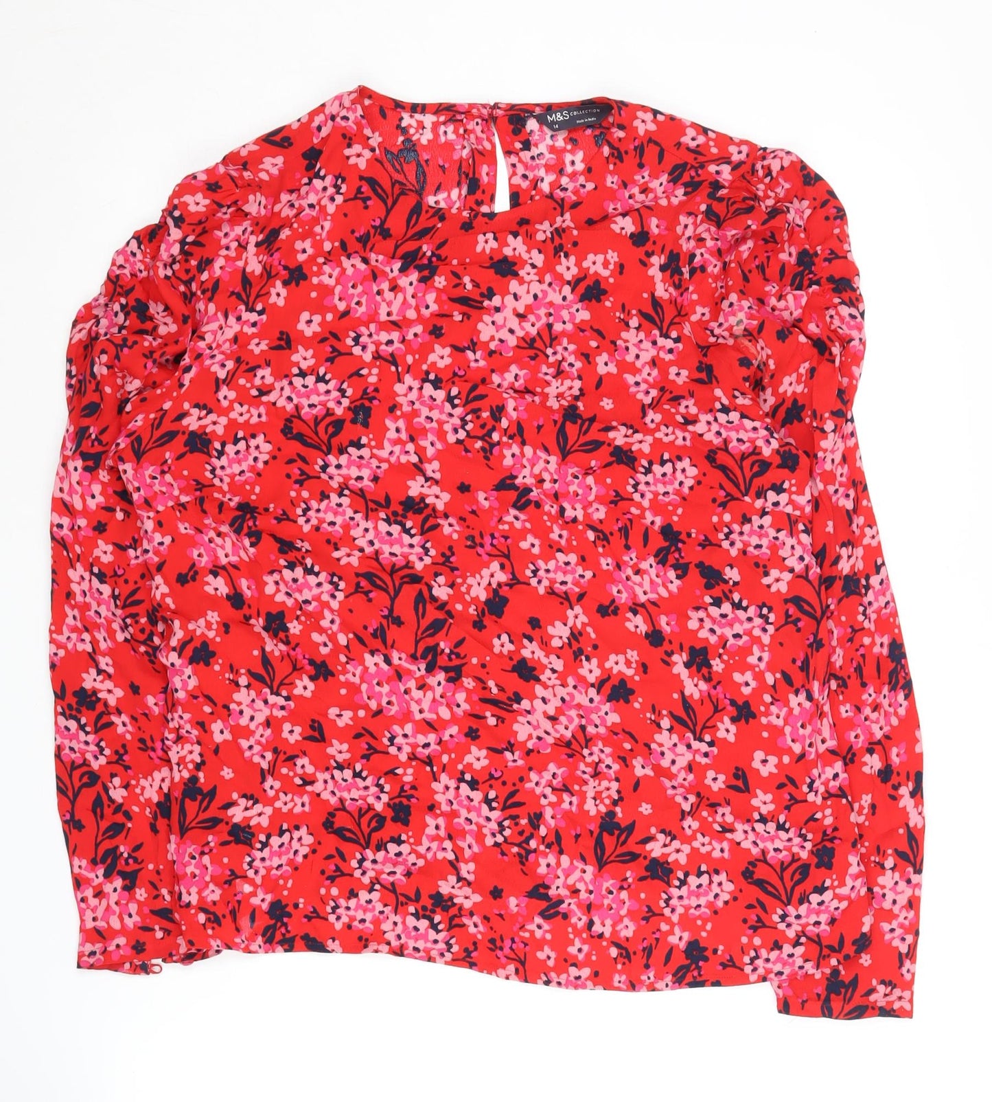 Marks and Spencer Women's Red Floral Blouse Size 14