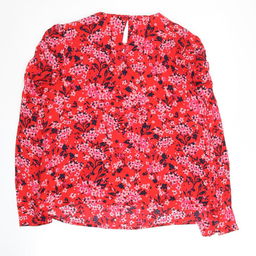 Marks and Spencer Women's Red Floral Blouse Size 14