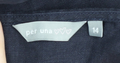 Per Una Women's Blue A-Line Midi Skirt Size 14