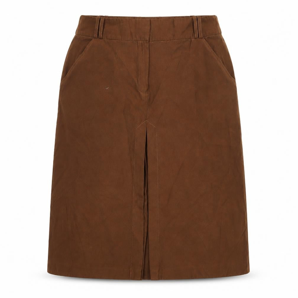 Front view of M&Co Women's Brown Skirt, size 12, with Pockets