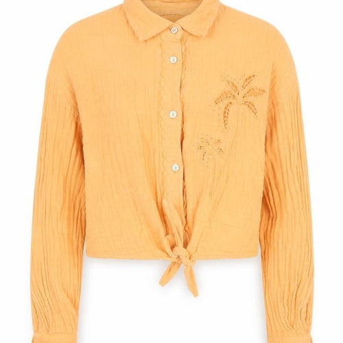 River Island Girls Orange Cropped Button-Up Shirt 9-10 Years
