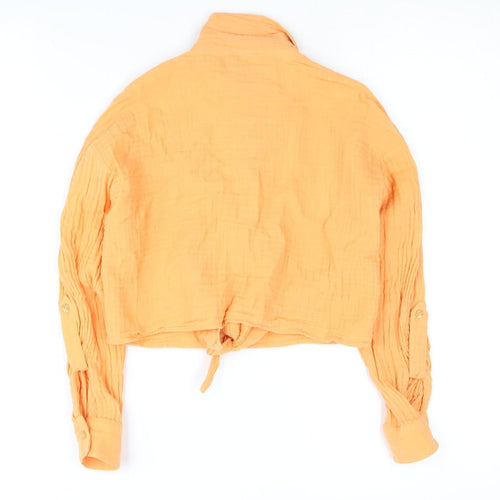 River Island Girls Orange Cropped Button-Up Shirt 9-10 Years