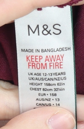 Marks and Spencer Boys Red Long Sleeve Top 12-13 Years