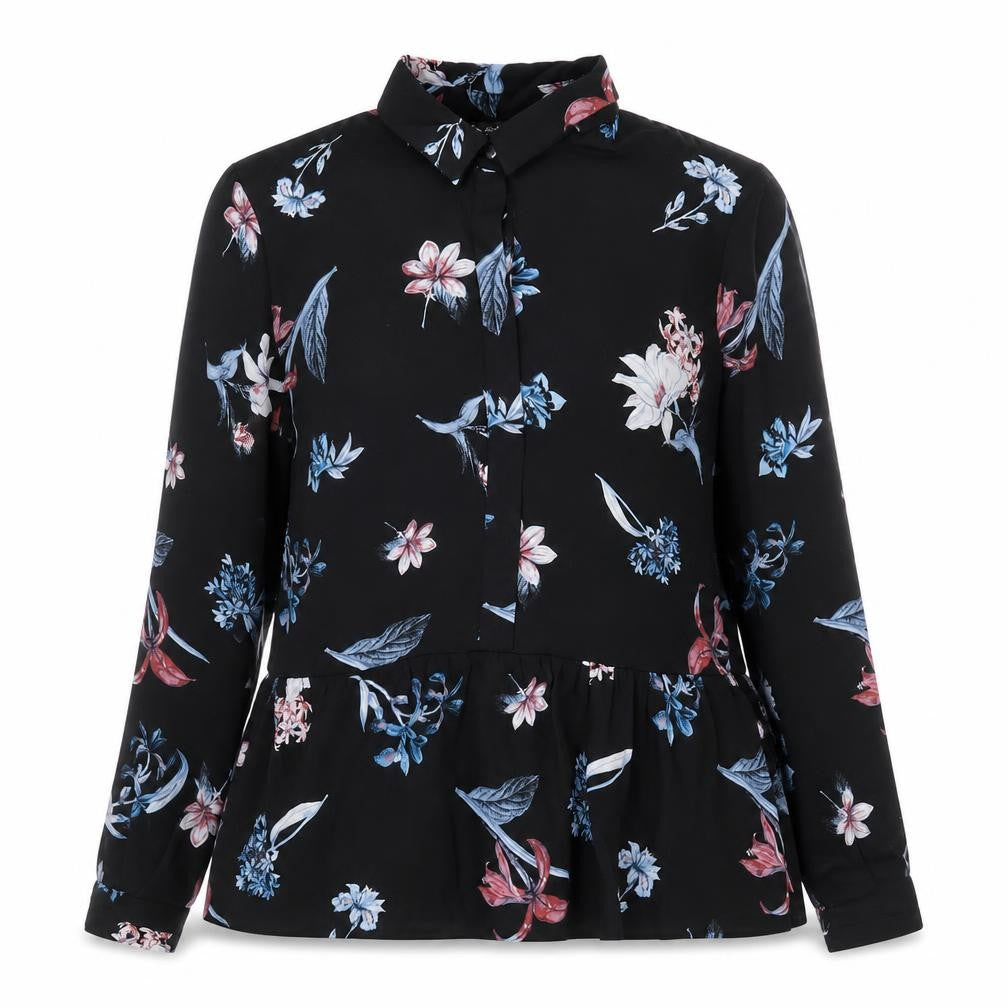 Front view of Miss Selfridge Women's Floral Button-Up Shirt, UK 8
