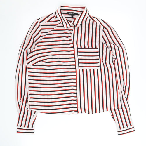 New Look Women's Multicoloured Striped Button-Up Shirt