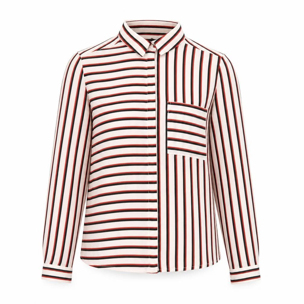 Front view of New Look Women's Multicoloured Striped Button-Up Shirt