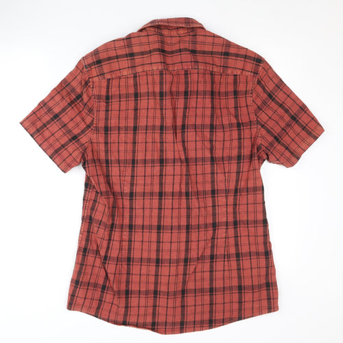 Asos Men's Red Plaid Short Sleeve Collared Shirt L