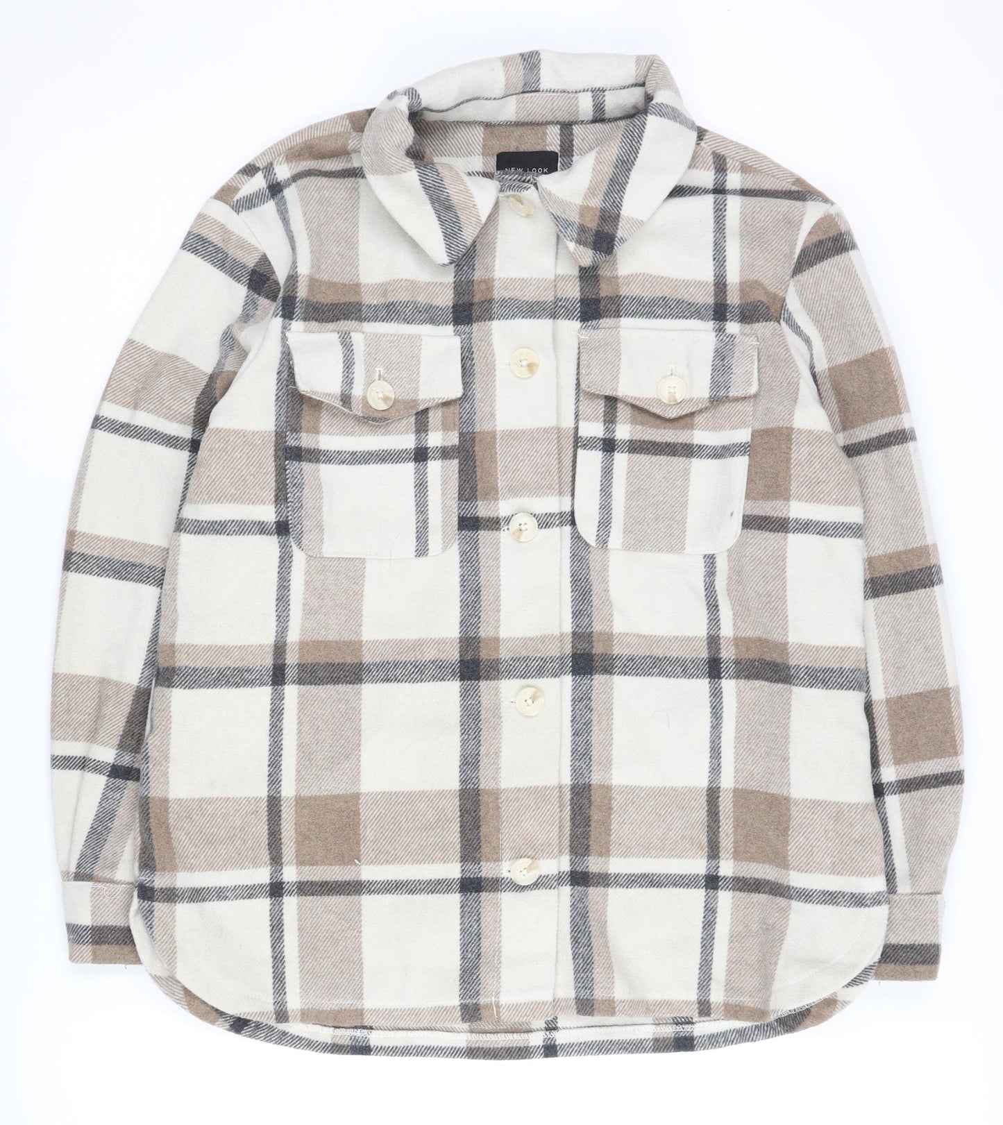 New Look Girls Check Beige Shirt Jacket Size 12-13