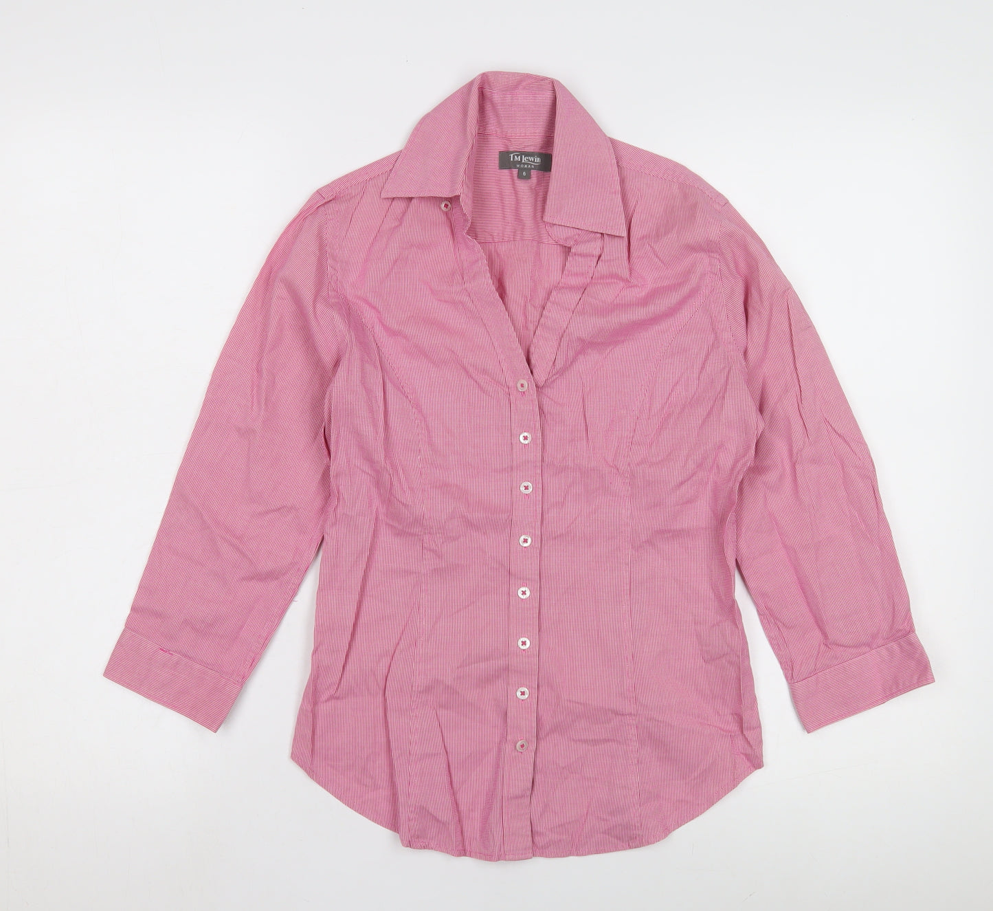 TM Lewin Women's Pink Button-Up Shirt Size 6