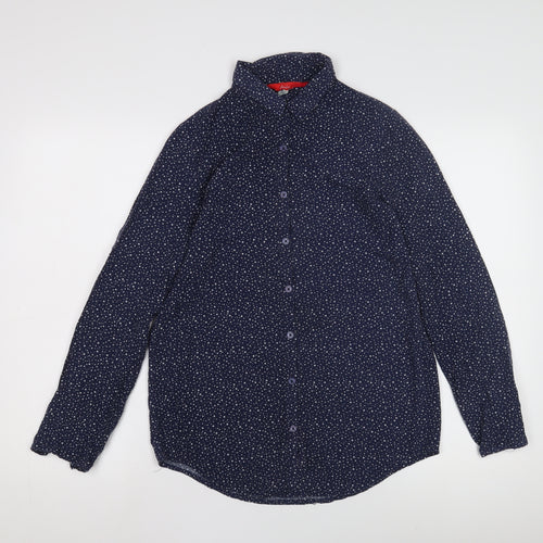 Joules Women's Blue Button-Up Star Print Shirt