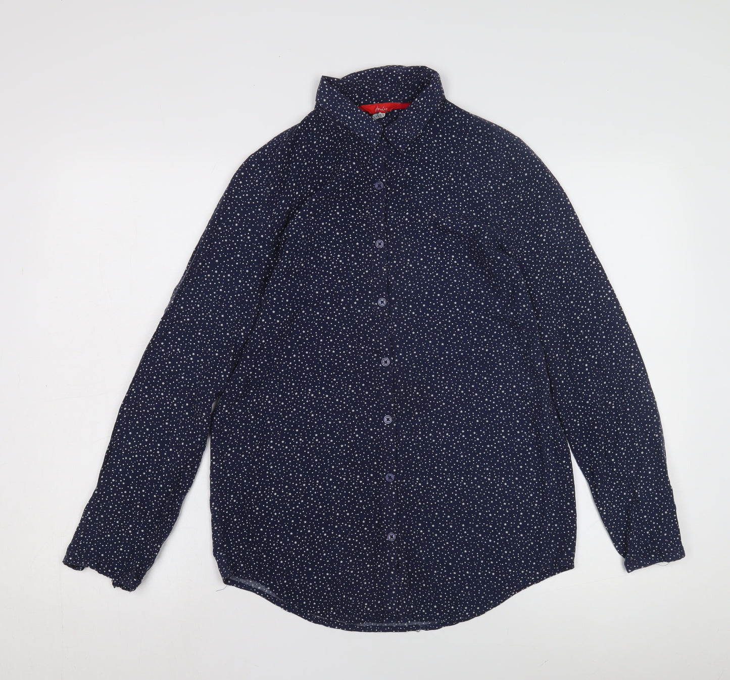Joules Women's Blue Button-Up Star Print Shirt