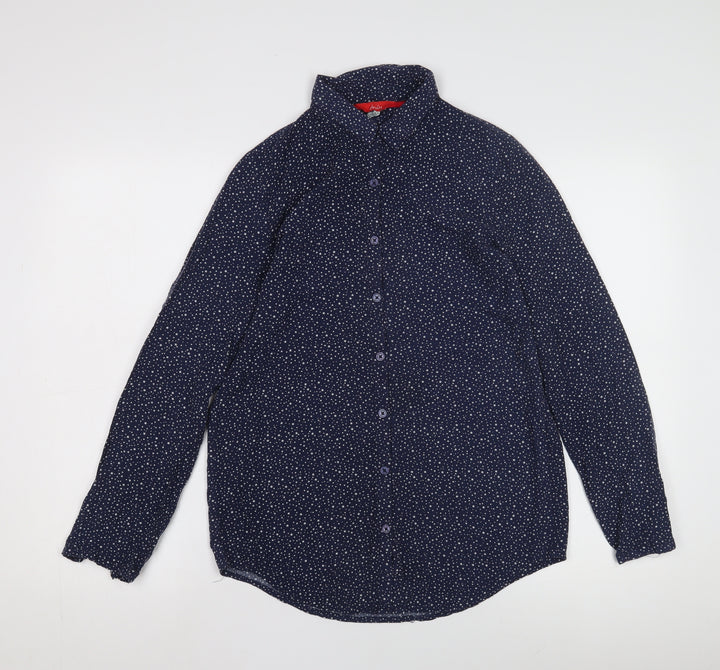 Joules Women's Blue Button-Up Star Print Shirt