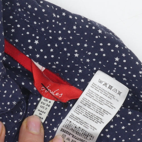 Joules Women's Blue Button-Up Star Print Shirt